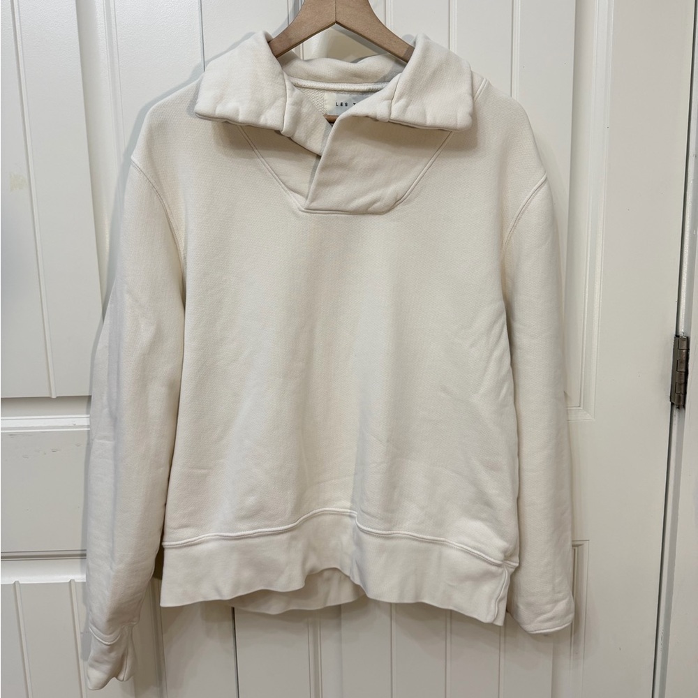 Les Tien Yacht Pullover Sweatshirt Large‎ Off-White Cream French Terry Collar